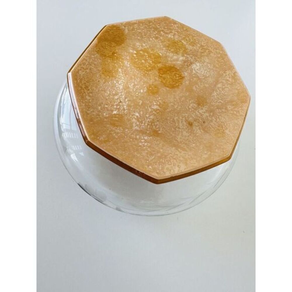 Vintage Art Deco Glass Powder Octagon Celluloid Lidded‎ Jar La Parisienne France